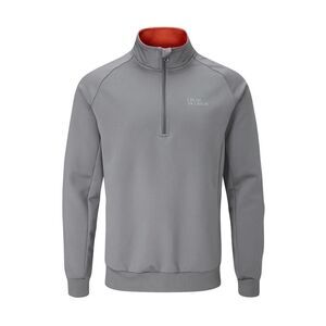 Oscar Jacobson Trent Tour Jersey Knit Technical Pullover in Pewter/Rust M NWT